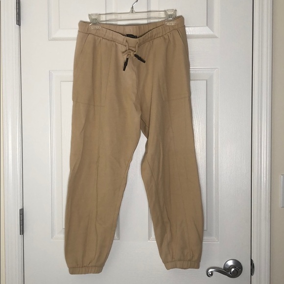 Zara Nude Tan Joggers Seamed Sweatpants Large - Picture 1 of 4